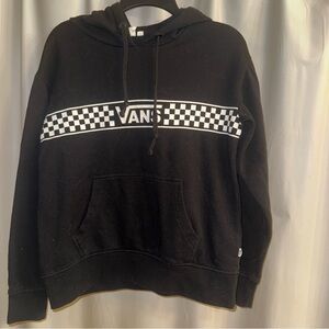 Vans Black Hoodie with Checkered Stripe Crop